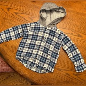 Carter button up hoodie blue and white flannel long sleeve shirt